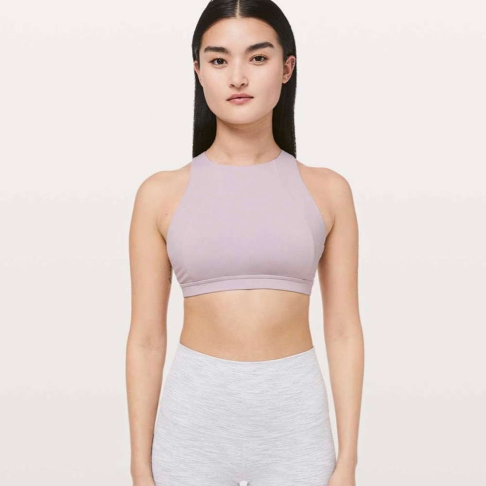 EUC 🍋 Lululemon Free to be Serene High Neck
Bra Heathered Powdered Mauve
